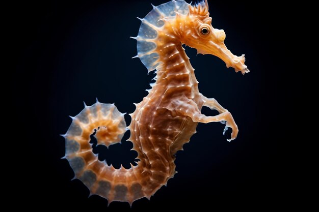 Photo a seahorse is standing on its hind legs