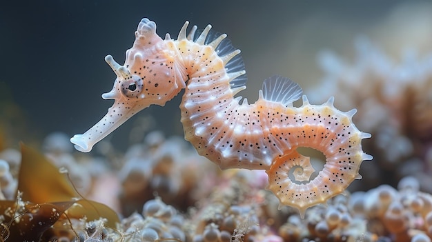 Photo seahorse of the mediterranean hippocampus guttulatus