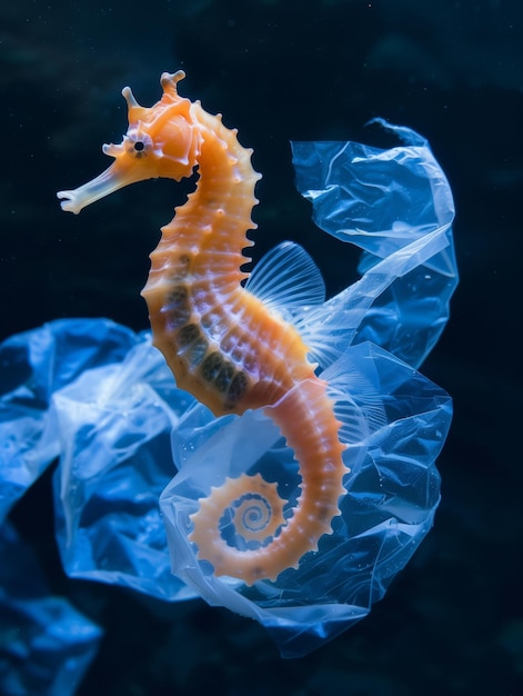 Seahorse Tangled Up in a Plastic Bag