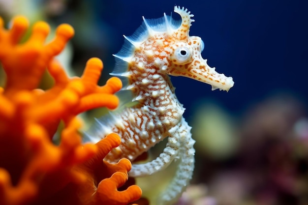 Seahorses on coral reefs in the seaGenerative Ai