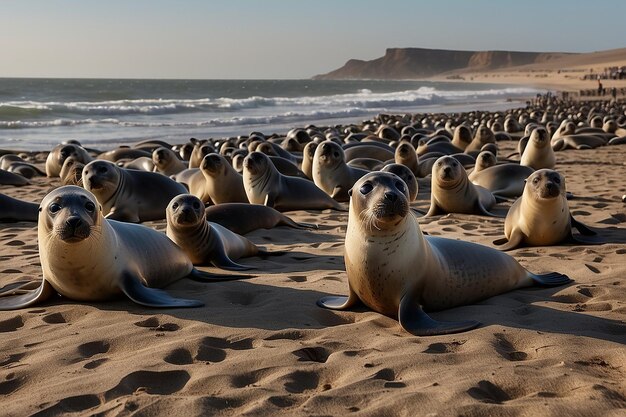 Photo the seal colony at cape cross namibia africa