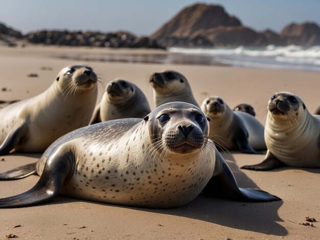 Photo the seal colony at cape cross namibia africa