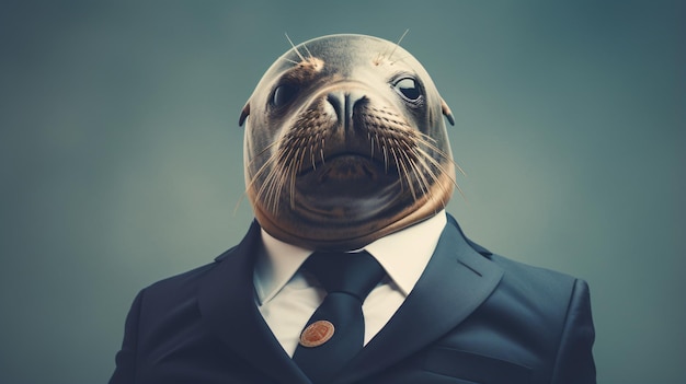 Photo seal dressed in a formal business suit