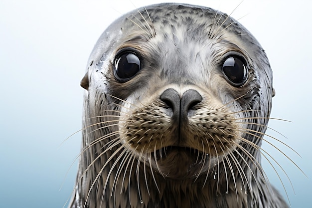 Foto seal face shot witte achtergrond generatieve ai