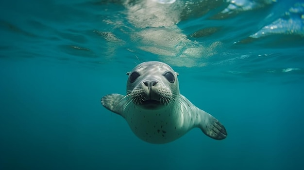 Seal floating in the ocean water Generative AI