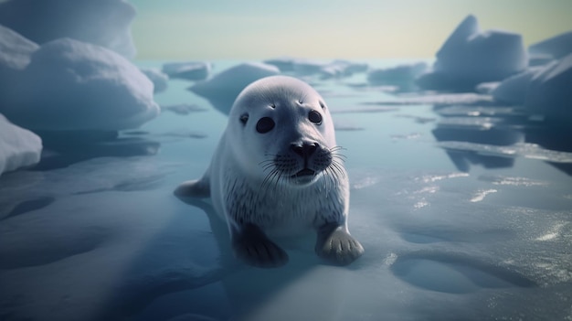 A seal on ice in the arctic