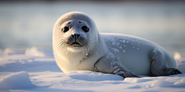 a seal lying on snow