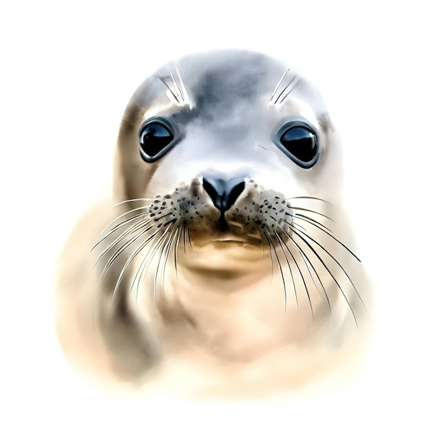 A seal sea lion isolated on a white background watercolor style