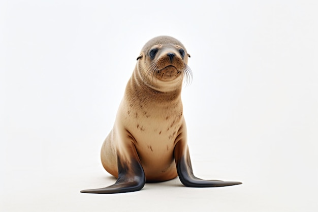 a seal sitting on the ground with its head turned