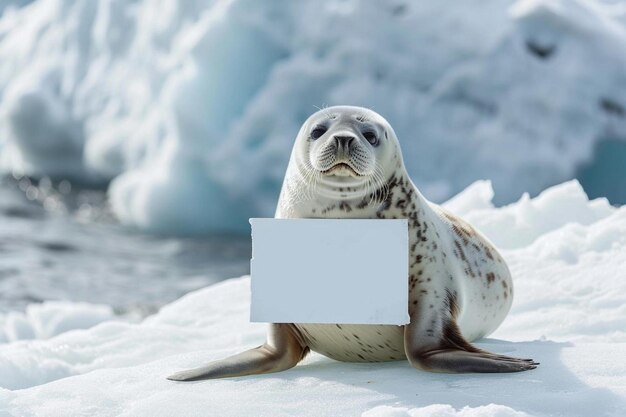 Foto una foca seduta su un terreno coperto di neve