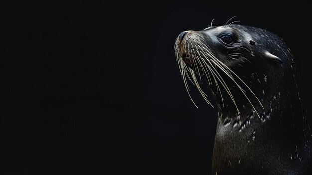 Seal in the solid black background