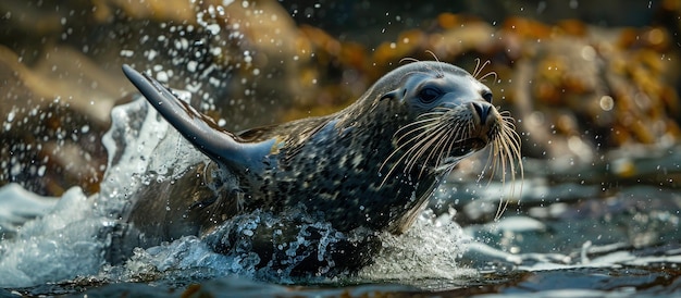 Seal Swimming With Mouth Open