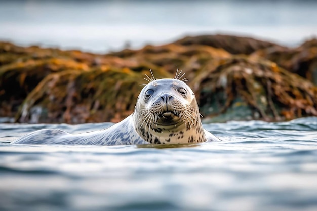 A seal in the water with the word seal on the face