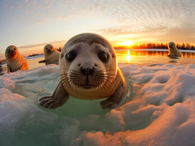 Foto la foca nel paese delle meraviglie invernali