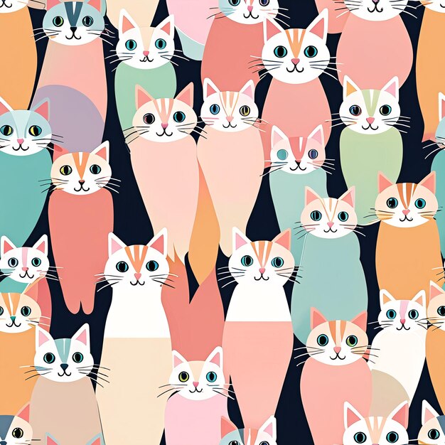 a seam of cats with different colors