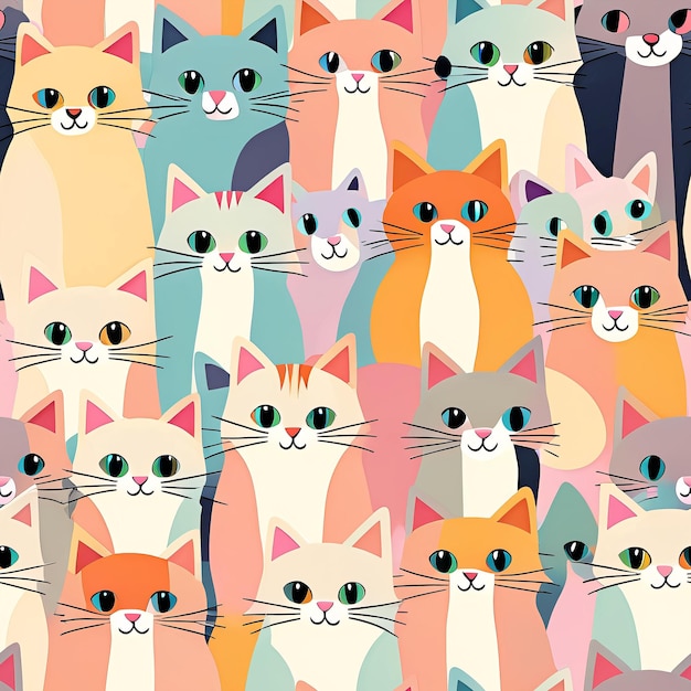 seam pattern with cats