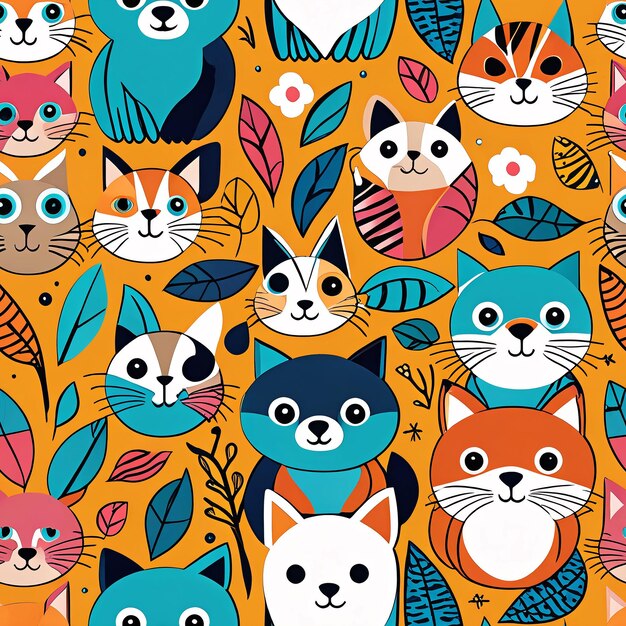 seam pattern with cats