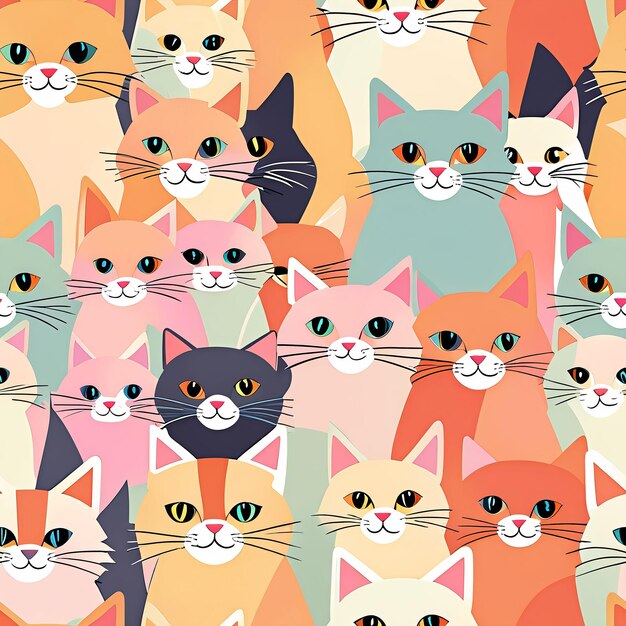 seam pattern with cats