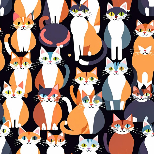 seam pattern with cats