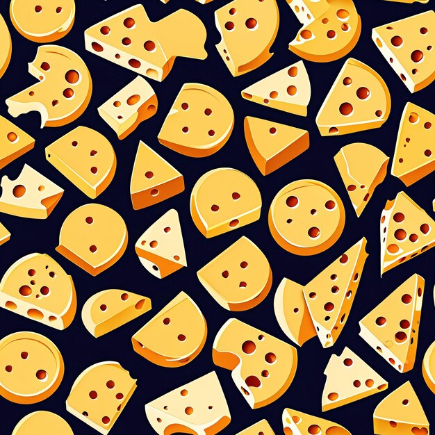 seam pattern with cheese on a black background