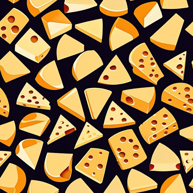 seam pattern with cheese on a black background