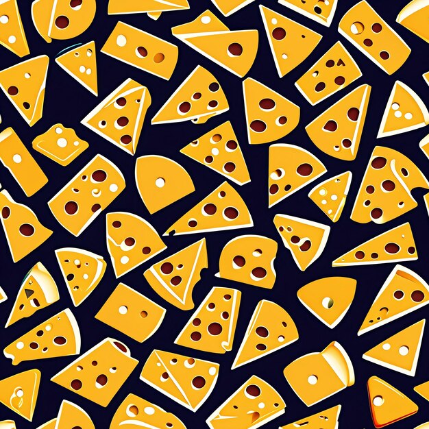 seam pattern with cheese on a black background