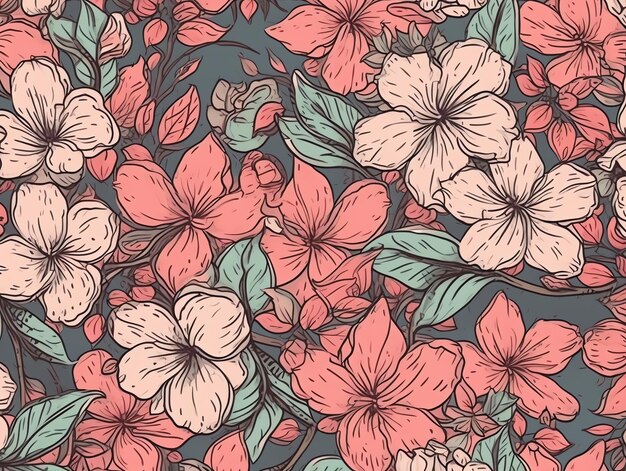 seamles pattern pink flowers background for textile and paper warp