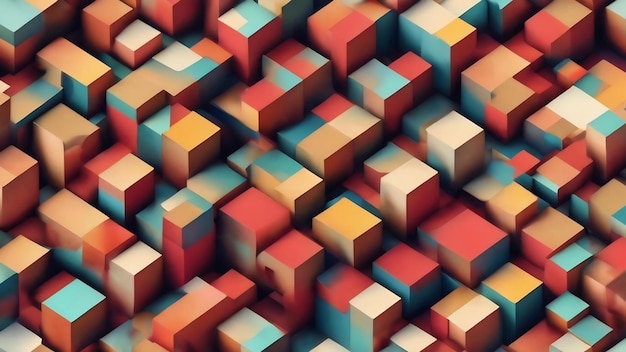 Seamless 3d isometric geometric pattern with circles and squares