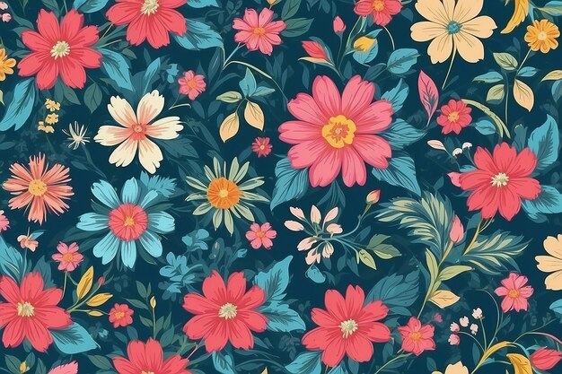Seamless Abstract floral flower fabric pattern Background texture design backdrop ai generated