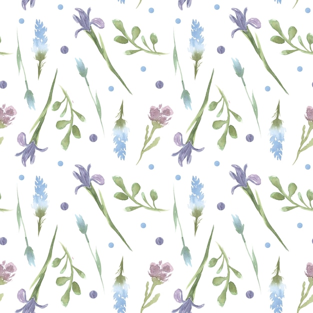 Seamless abstract flowers watercolor wallpaper pattern on background