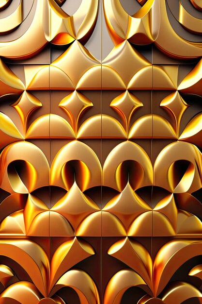 Seamless abstract pattern Golden tiles baskground