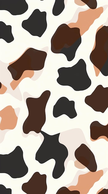 Photo a seamless abstract pattern resembling cow print featuring irregular shapes in brown beige and black evoking natural textures