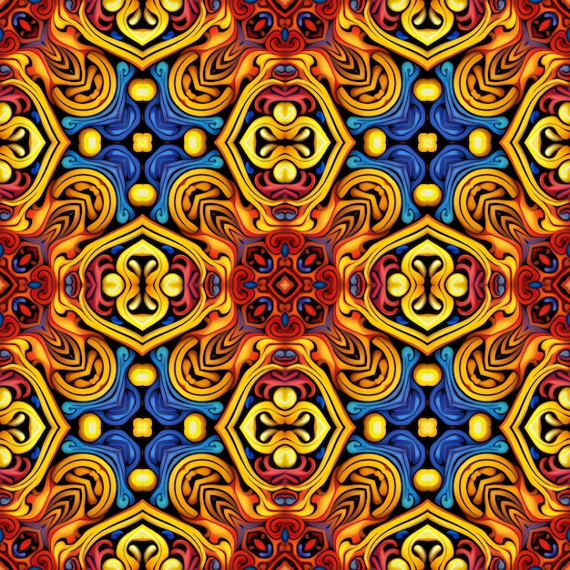 Seamless abstract pattern symmetrical intricate and colorful image