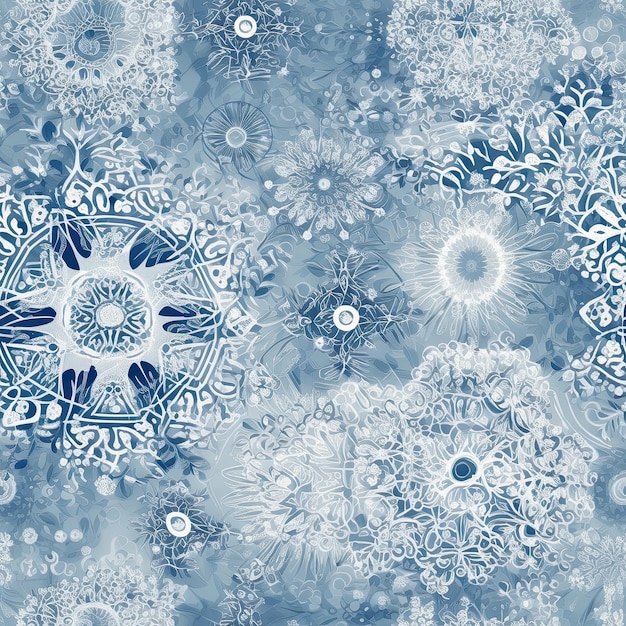 Бесшовный абстрактный узор со снежинкой дизайн фона обоев Генеративный AI