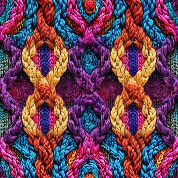 無縫抽象羊毛の背景 大きな手編み