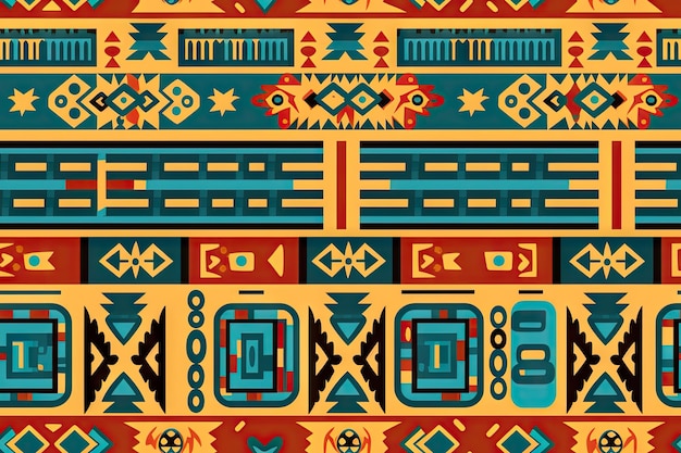シームレスなアステカ パターン繰り返し部族デザイン幾何学的な伝統的な連続壁紙