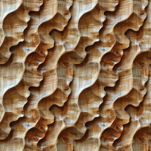 seamless background abstract wave pattern carved on a wooden surface