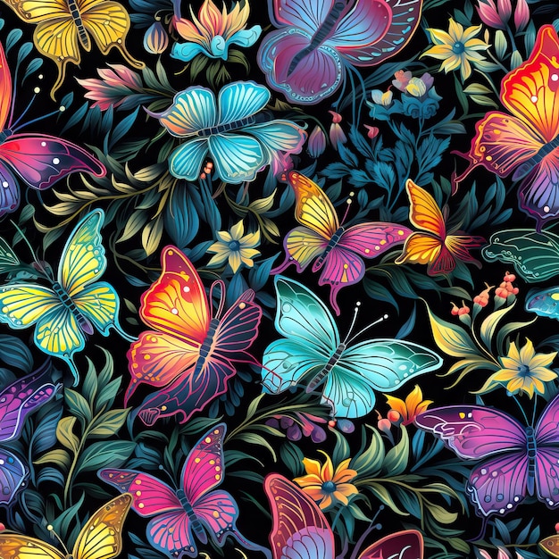 Беспрепятственный фон красивых абстрактных тропических бабочек
