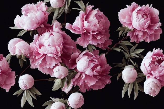 Seamless background of beautiful large peonies floral\
background