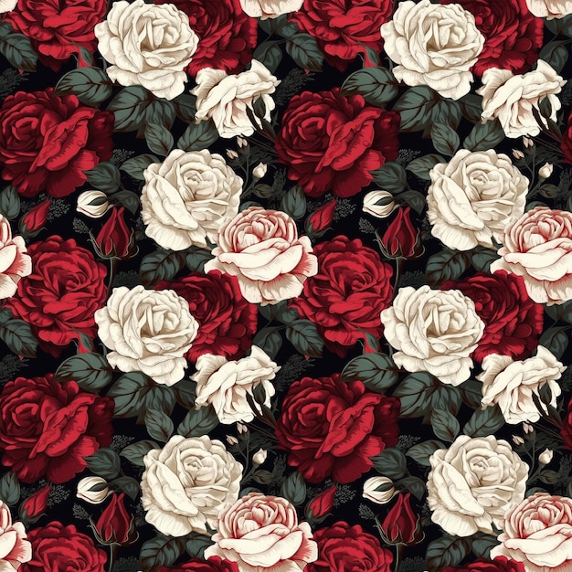 Seamless background of blooming roses