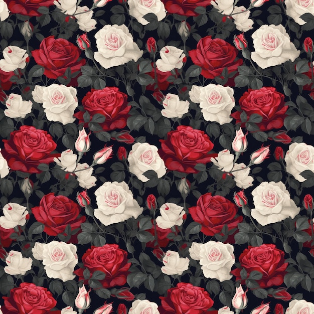 Seamless background of blooming roses