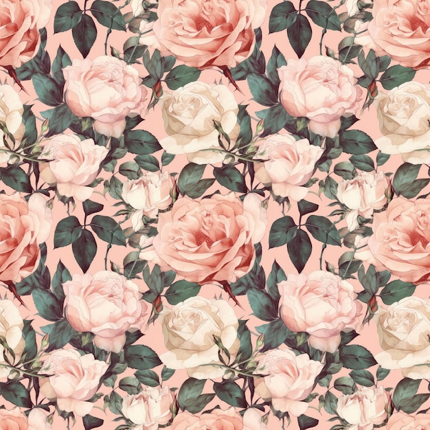 Seamless background of blooming roses