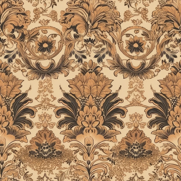 Seamless Background Damask Pattern With Beige And Mocha Hues Generative AI