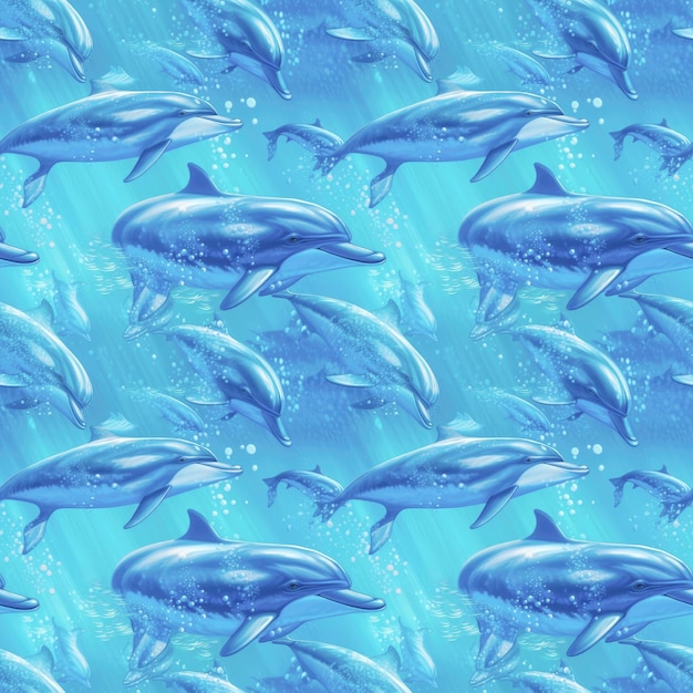 Seamless background of dolphins in the ocean AI generated