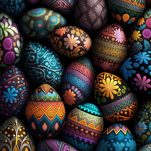 Seamless background easter eggs in colorful colors