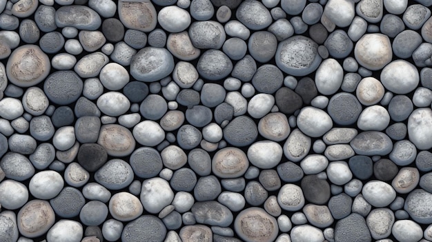 Seamless background of gray pebbles Texture of stones