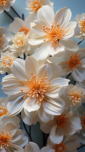 白い花とオレンジのシームレスバックグラウンドイメージカバー