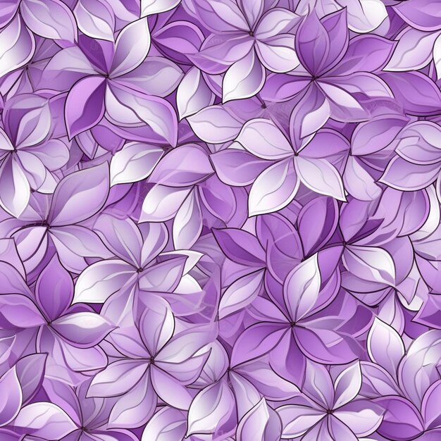 Seamless background of lila flowers with a lot of leaves generative ai