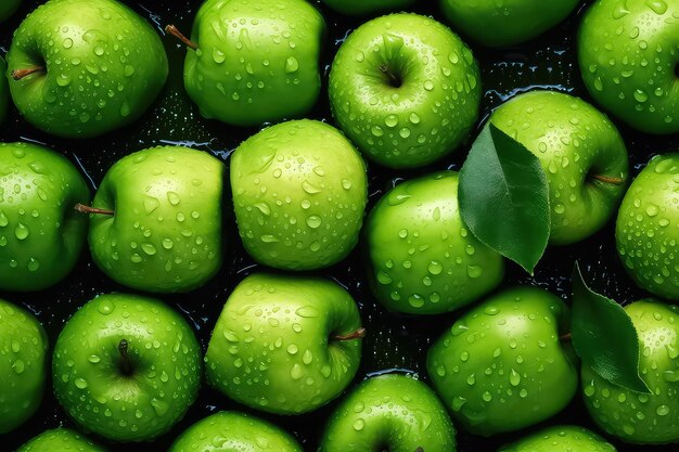 Photo seamless background of many beautiful and shiny apples top view