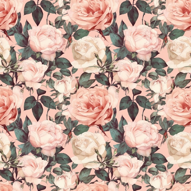 Фото Бесшовный фон из цветущих роз